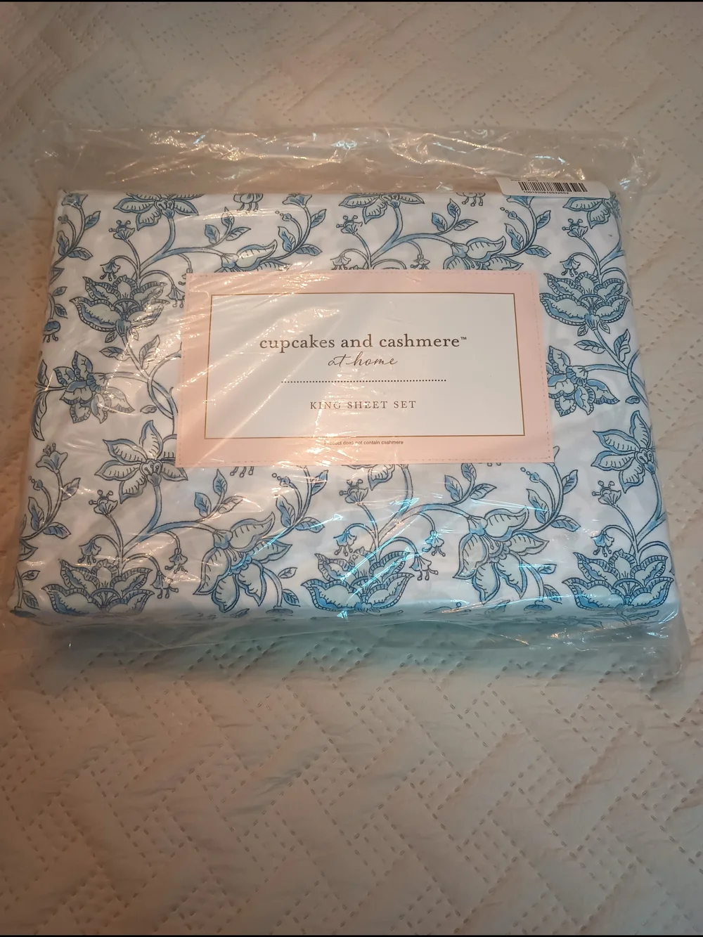 Cupcakes and Cashmere At Home Sheet Set Blue Floral on White King